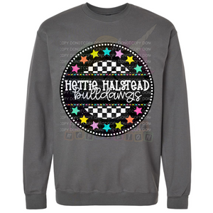 Hettie Halstead Elementary Bright Circle Crewneck Sweatshirt, Long or Short Sleeve Adult Tee