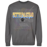 Hettie Halstead Elementary Bulldawgs Cursive with Paw Print Crewneck Sweatshirt, Long Or Short Sleeve Adult Tee