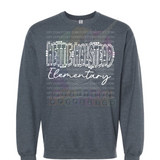 Hettie Halstead Elementary Bulldawgs White Text Crewneck Sweatshirt, Long or Short Sleeve Adult Tee