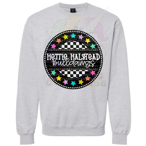 Hettie Halstead Elementary Bright Circle Crewneck Sweatshirt, Long or Short Sleeve Adult Tee