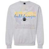 Hettie Halstead Elementary Bulldawgs Cursive with Paw Print Crewneck Sweatshirt, Long Or Short Sleeve Adult Tee