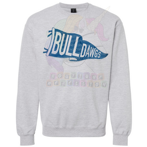 Hettie Halstead Elementary Bulldawgs Pennant Crewneck Sweatshirt, Long Sleeve or Short Sleeve Adult Tee