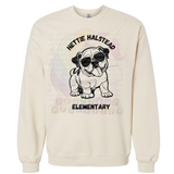 Hettie Halstead Elementary Bulldawgs Dog with Black Glasses Crewneck Sweatshirt, Long or Short Sleeve Adult Tee