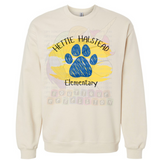 Hettie Halstead Elementary Bulldawgs Cursive Paw Paint Crewneck Sweatshirt, Long Sleeve or Short Sleeve Adult Tee