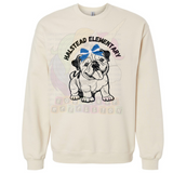 Hettie Halstead Elementary Bulldawg with Bow Crewneck Sweatshirt, Long Sleeve or Short Sleeve Adult Tee