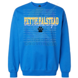 Hettie Halstead Elementary Bulldawgs Cursive with Paw Print Crewneck Sweatshirt, Long Or Short Sleeve Adult Tee