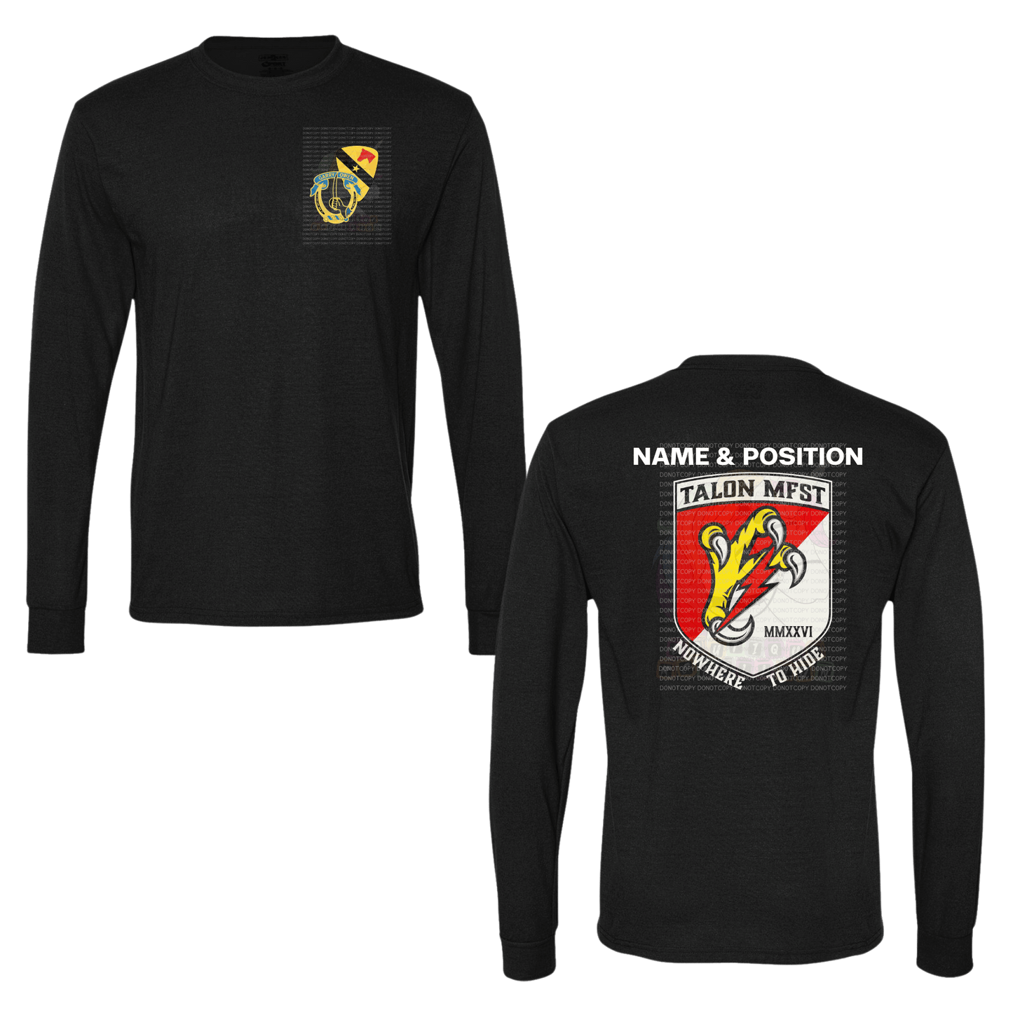 1-7 Cav Talon Troop Black Crewneck Sweatshirt, Long Sleeve or Short Sleeve Shirt