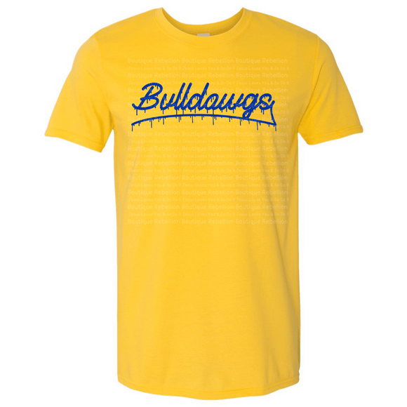 Bulldawgs Drip Text Adult Tee
