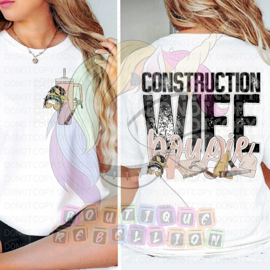 Construction Wife Bougie With Tools Direct to Film - DTF Transfer