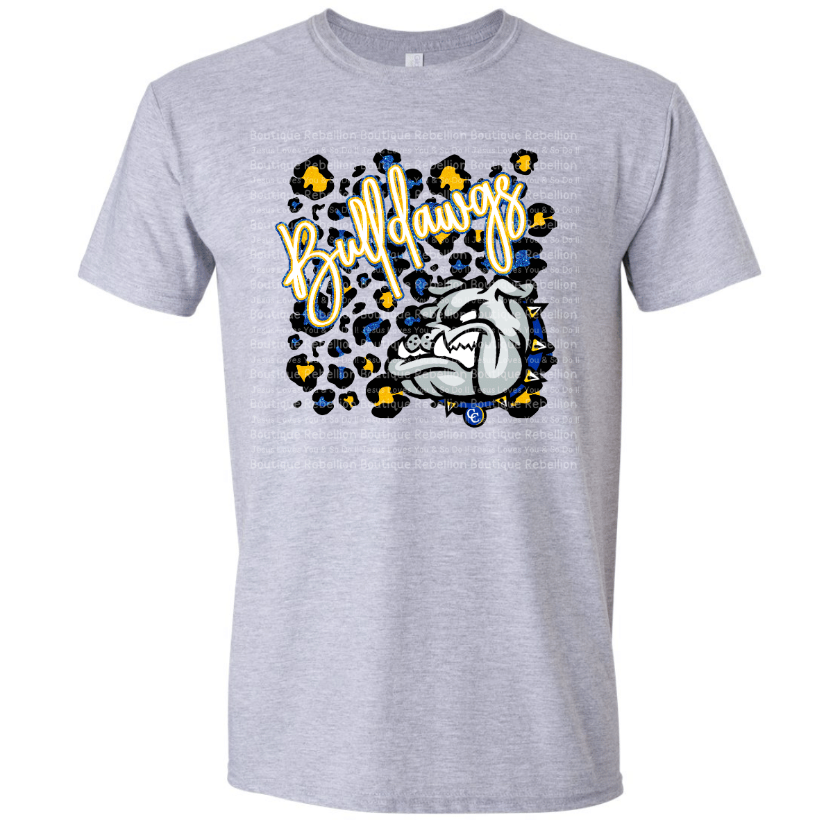 Copperas Cove Bulldawgs Leopard Faux Glitter Adult Tee