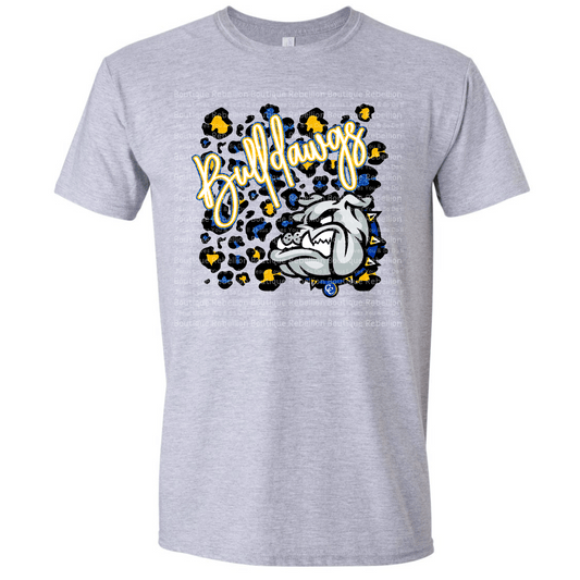Copperas Cove Bulldawgs Leopard Faux Glitter Adult Tee