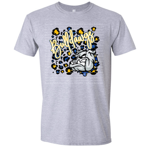 Copperas Cove Bulldawgs Leopard Faux Glitter Adult Tee