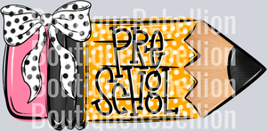 School Pencil Doodle Girl Preschool Single DTF Transfer