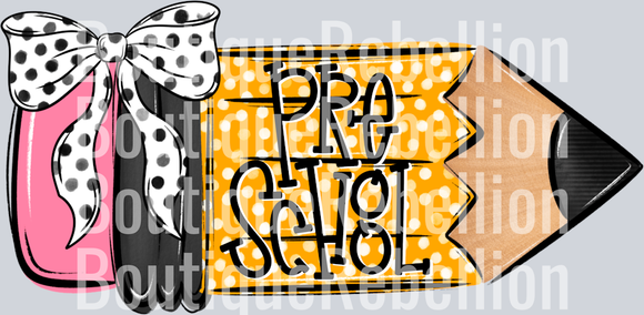 School Pencil Doodle Girl Preschool Single DTF Transfer