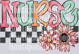 Spring Floral Nurse Single DTF Transfer