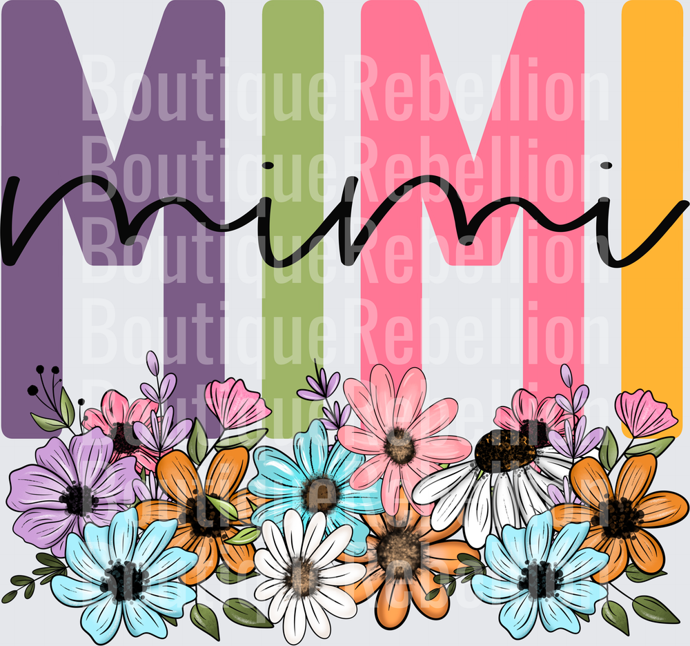 Mimi Colorful Floral Letters Design Single DTF Transfer