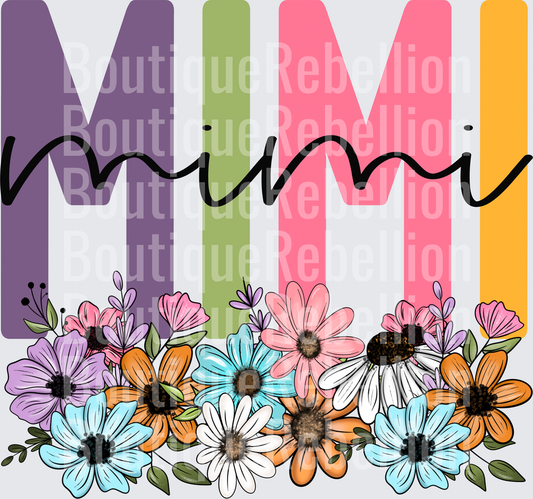 Mimi Colorful Floral Letters Design Single DTF Transfer