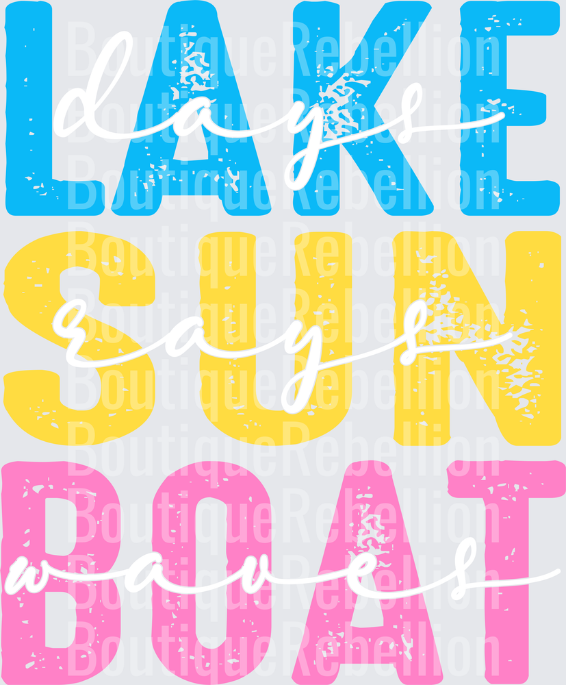 Lake sun boat white Single DTF Transfer
