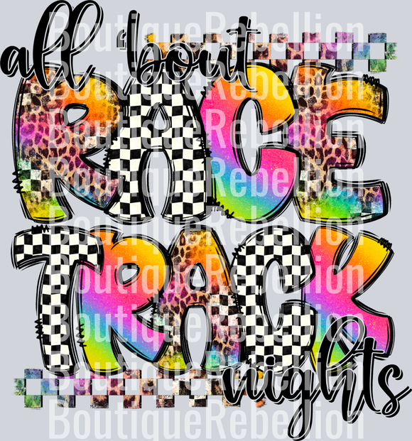 All 'bout Race Track Nights Single DTF Transfer