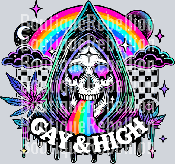 Rainbow Gay & High Single DTF Transfer