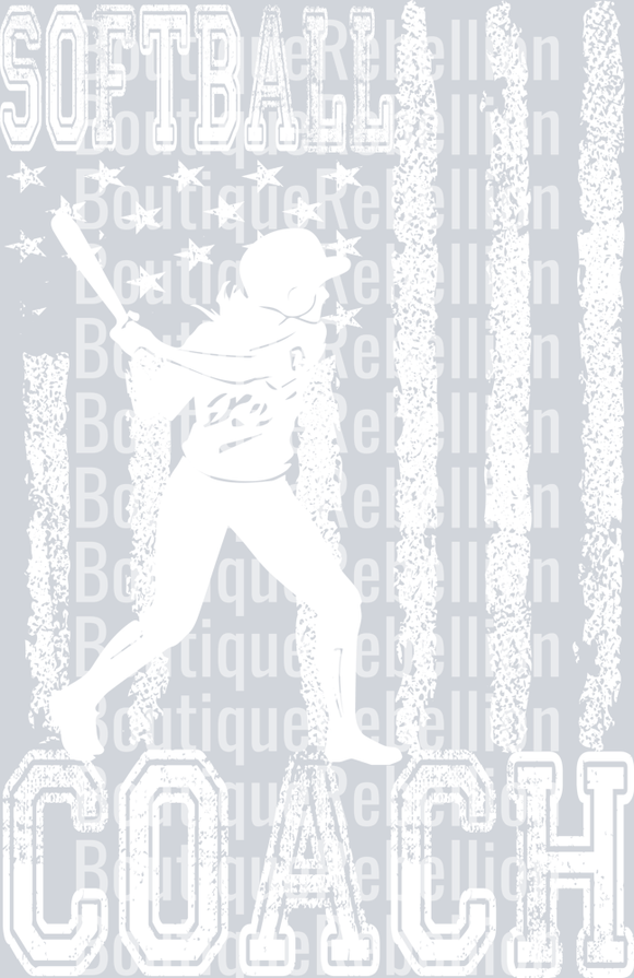Softball Coach White Text 2 Single DTF Image