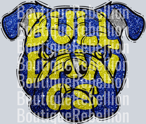 Bulldawgs Mascot Blue & Yellow Single DTF Transfer