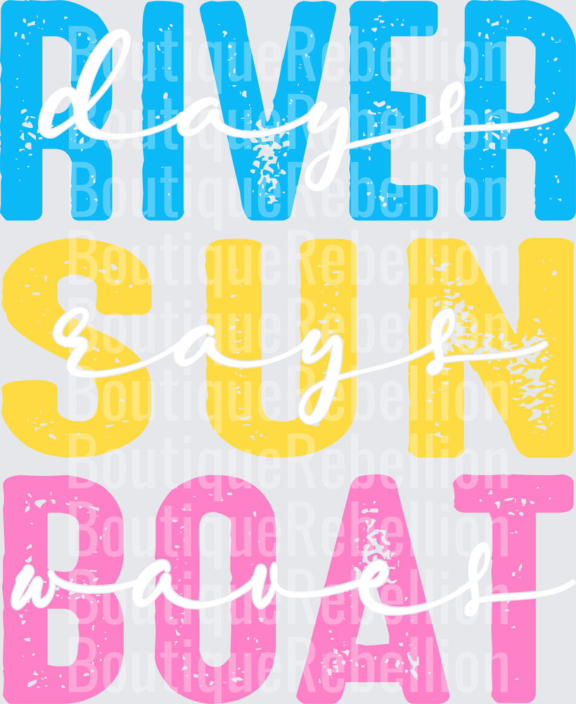 River sun boat white Single DTF Transfer