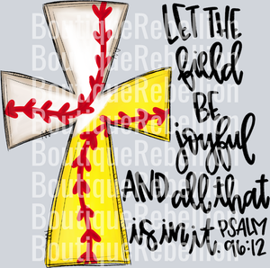 Baseball Softball Cross with Bible Verse Single DTF Image