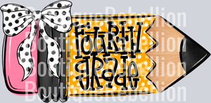 School Pencil Doodle Girl Fourth Grade Single DTF Transfer