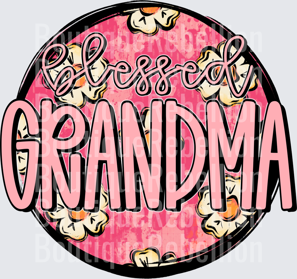 Blessed Grandma Pink Floral Single DTF Transfer