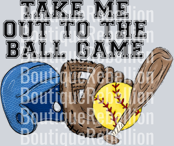 Take Me Out Softball Blue Single DTF Image