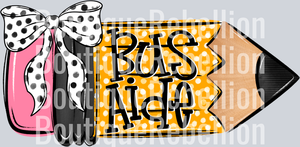 School Pencil Doodle Bus Aide Single DTF Transfer