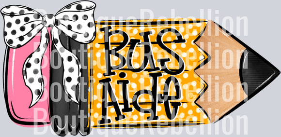 School Pencil Doodle Bus Aide Single DTF Transfer