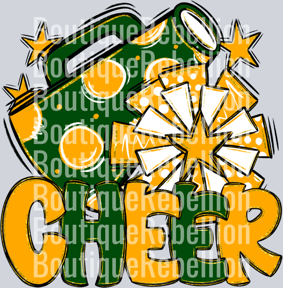 Forrest Green & Golden Yellow Cheer Single DTF Transfer