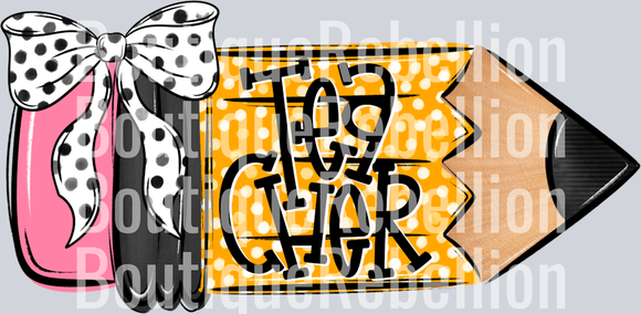 School Pencil Doodle Teacher Single DTF Transfer