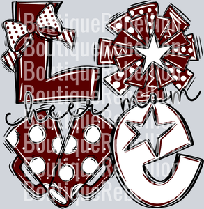 Cheer Mom Love Maroon White Single DTF Transfer