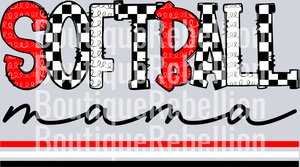 Softball Mama-Red White Single DTF Image