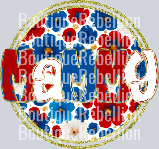 Mammy Red White & Blue Floral Single DTF Transfer