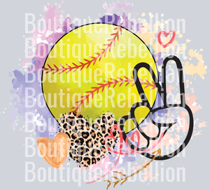Peace Softball Leopard Single DTF Image