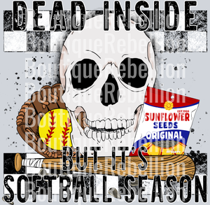Dead Inside but Softball Season Single DTF Image