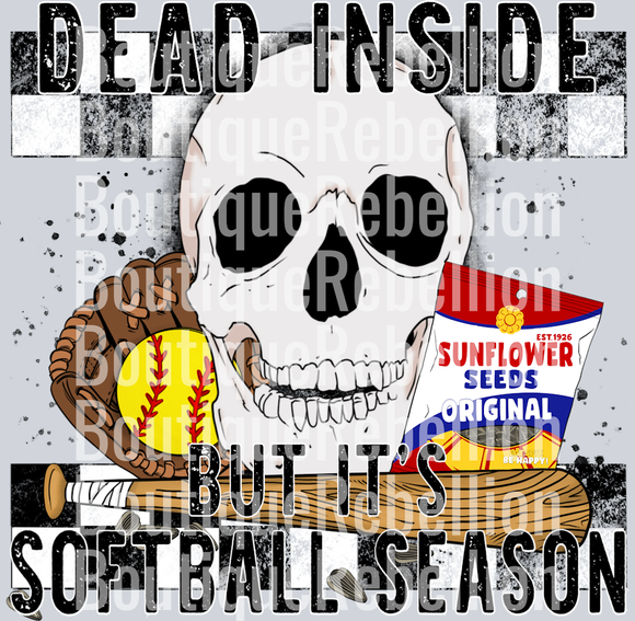 Dead Inside but Softball Season Single DTF Image