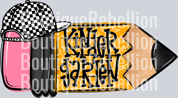 School Pencil Doodle Boy Kindergarten Single DTF Transfer