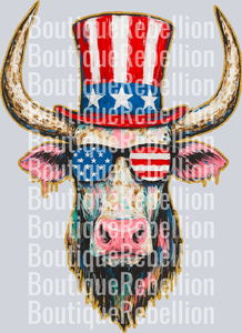 4th of July Highland Cow Single DTF Transfer