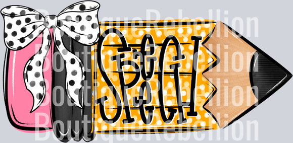 School Pencil Doodle Speech Single DTF Transfer