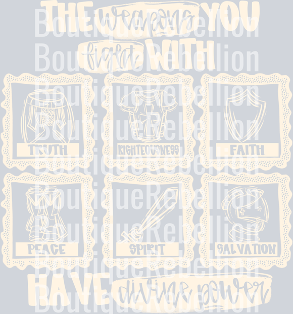 Armor of God Cream Text Single DTF Transfer