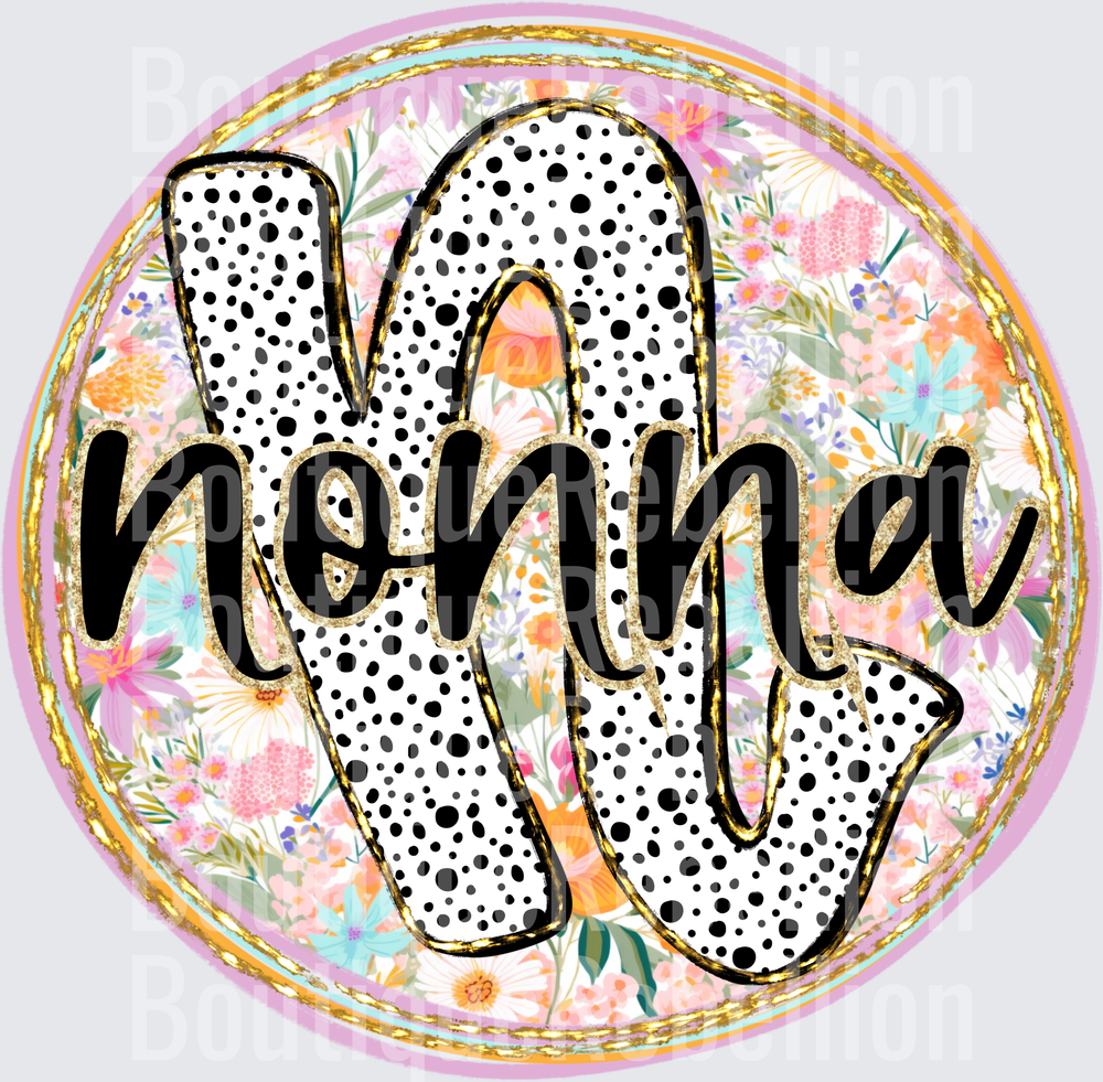 Nonna Polka Dots and Paint Stroke Background Single DTF Transfer