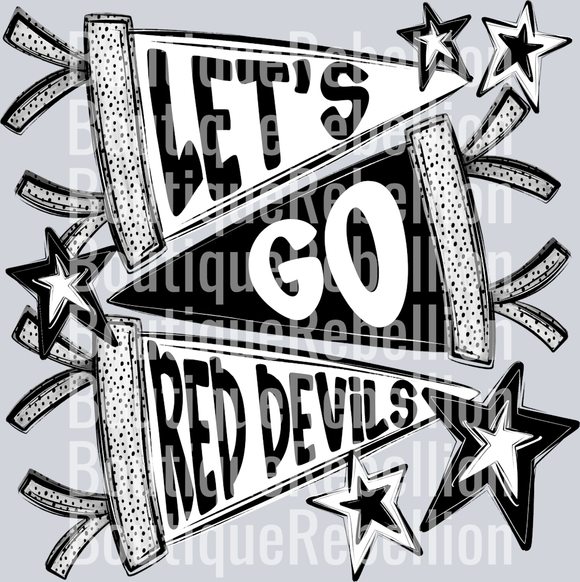 Let's Go Red Devils Single DTF Transfer