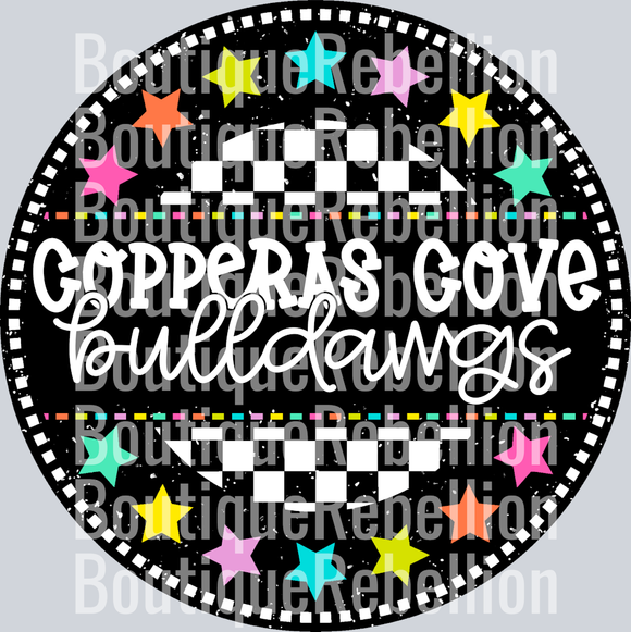Bulldawgs-Copperas Cove Pastel Stars Single DTF Transfer