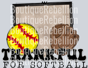 Thankful for Softball Single DTF Image