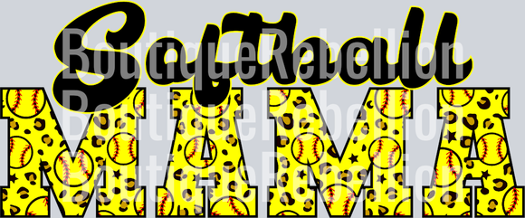 Softball Mama Leopard Single DTF Image